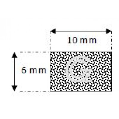 Rechthoekig mosrubber snoer | 6 x 10 mm | per meter